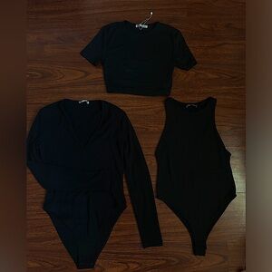 ZARA basics bundle kit. 2 bodysuits and a cropped t-shirt